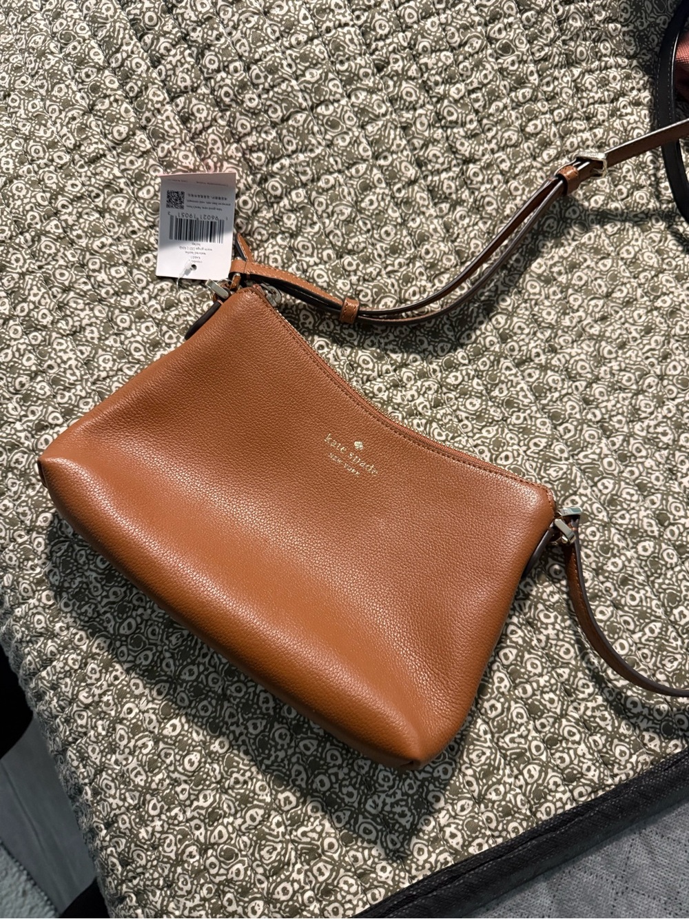 kate spade Pebble Leather Crossbody in Cognac Brown
